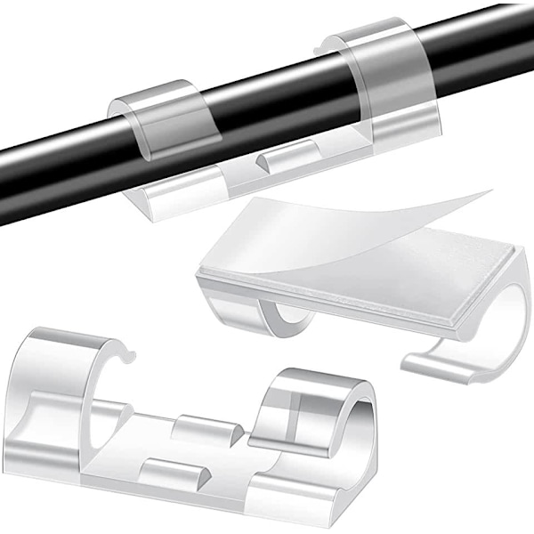 Självhäftande Kabelhållare - Kabelclips Transparent Små (20-pack) Transparent Små (20-pack)