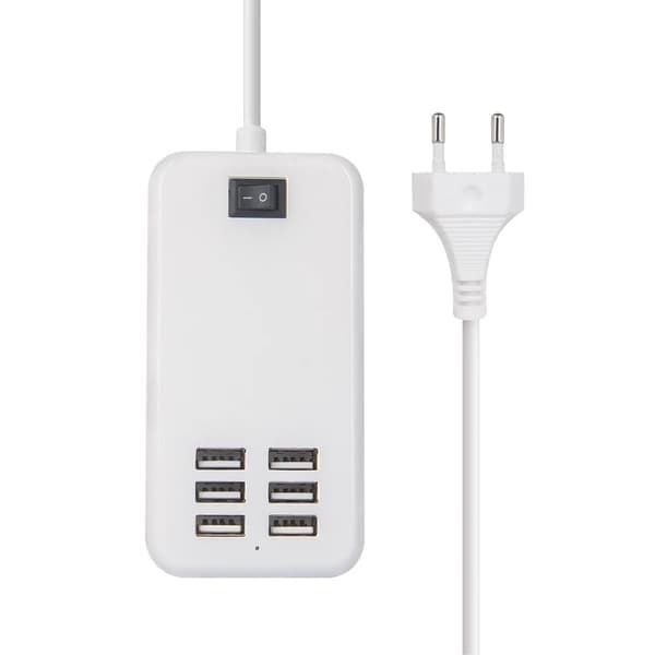 Strøm USB-hub, aluminium 6-ports USB-strøm med ekstern