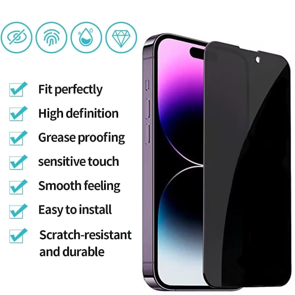 Iphone 15 Pro/ProMax/Plus/skal skärmskydd privacy - ANTISPY IPHONE 15 PLUS ANTISPY IPHONE 15 PLUS