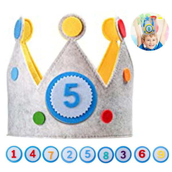 Crown födelsedagshatt Återanvändbar födelsedagsfest hatt för baby, glitter Crown hattar för barn pannband hattar