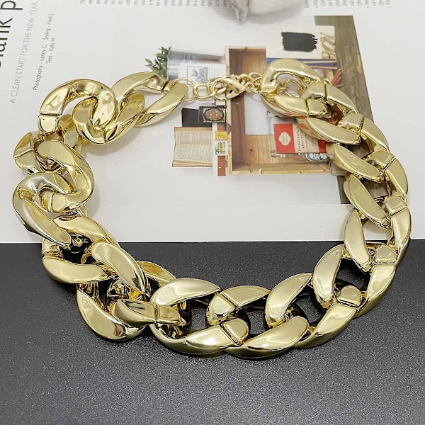 Punk kubansk länk kedja choker halsband guld lätt chunky oval länk kedja halsband statement hip hop smycken