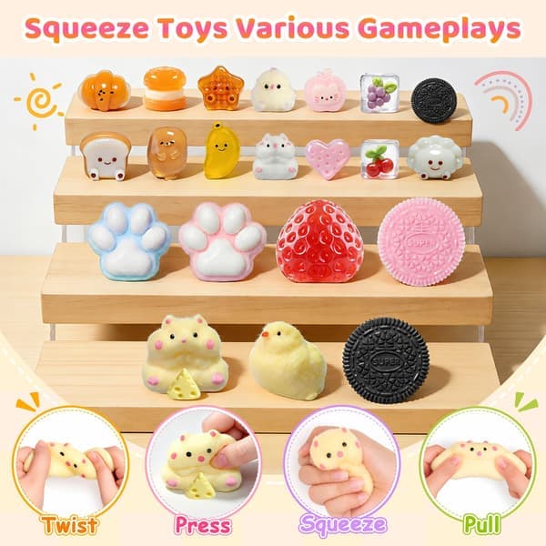 22-delars Taba Squishy Leksaksset, Kattbajs Squishy Pack för Stresslindring