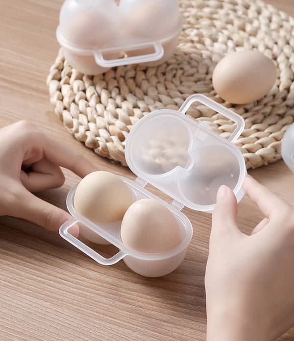 2-pack Äggförvaring med 2 fack, Praktisk äggförvaring, PP-material - Bärbar äggförvaring för picknick & vandring
