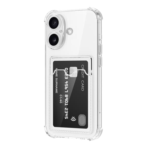 Stötsäkert mobilskal med korthållare för iPhone 17 - Klar Transparent