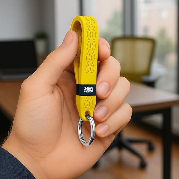 Bærbar USB-kabelstropp Fleksibel silikon USB-C til USB-C Hengende sjarm 240W Lading Dataoverføring Ryggsekk Nøkkelring