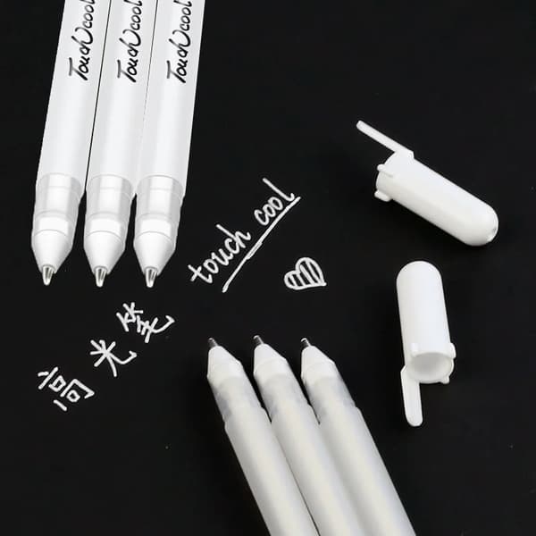 3 st 0,8 mm Creative White Ink Pen Highlight Marker Fine Tip for Students Drawing Art Writing School Supplies White Gold Silver