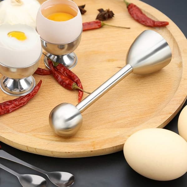Enkelt æggeåbner sæt i rustfrit stål til omelet (5 dele) inklusive 2 kopper 2 skeer 1 hattekutter og skræller.