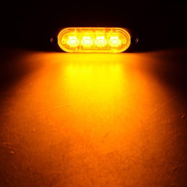 4-delt sæt advarsels-/nødblinkende advarsels-/strobelysramper til biler, SUV'er, pickupper og varevogne.