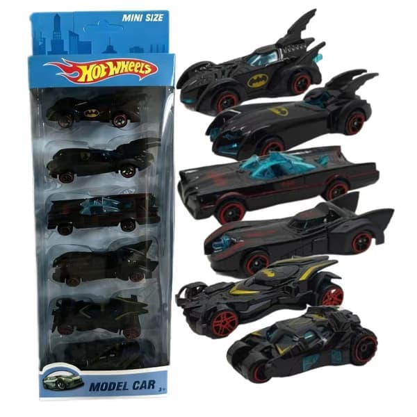 Sett med 6 Batmobile lekebiler i metall