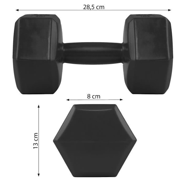 Hexagon Hantlar SPRINGOS 2x 5 kg - Styrketräning för gymnastik och kondition Svart