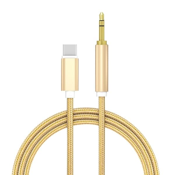 USB Type C til 3,5 mm Aux Lydkabel Headset Højttaler Hovedtelefonstik Adapter Bil Aux til Samsung Guld
