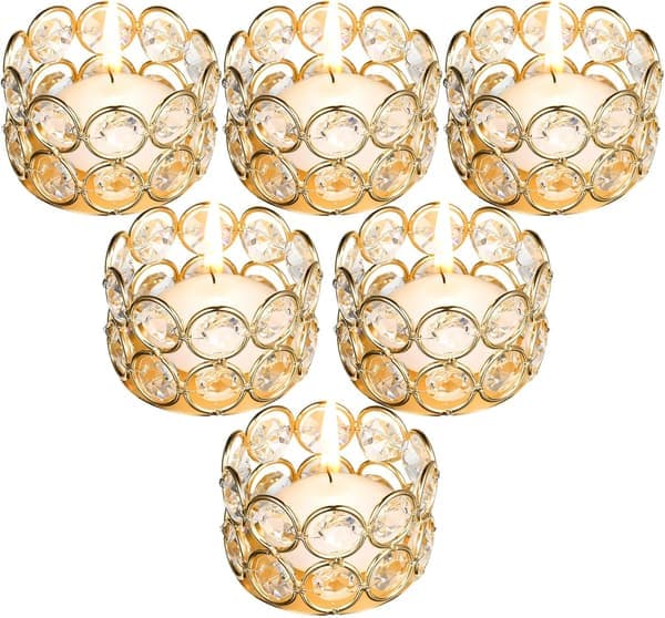 Krystall telysholdere i bulk, gave lysestaker med rhinestone design, borddekorasjon til bryllupsfest