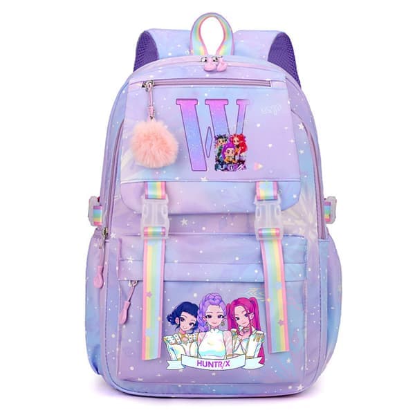 KPop Demon Hunters Ryggsäck med tryckt bokstav, Casual Ryggsäck med stor kapacitet E 44*30*22cm E E