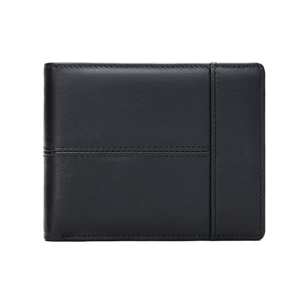 Men's Genuine Leather Wallet, Bifold Wallet, Ultra-thin, Simple, Front Pocket, Gift for Men Black