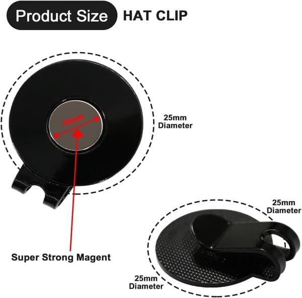 Standard Hat-Clip Golfboldmarkørholder (2-pak)