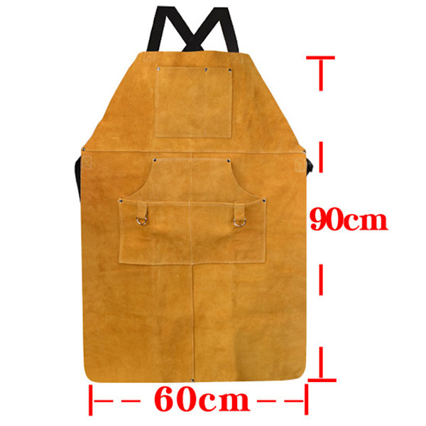 Flamskyddad läderskyddskläder för slitstarkt orange tjockat elektriskt träarbete med ficka L en storlek 60cm*90cm