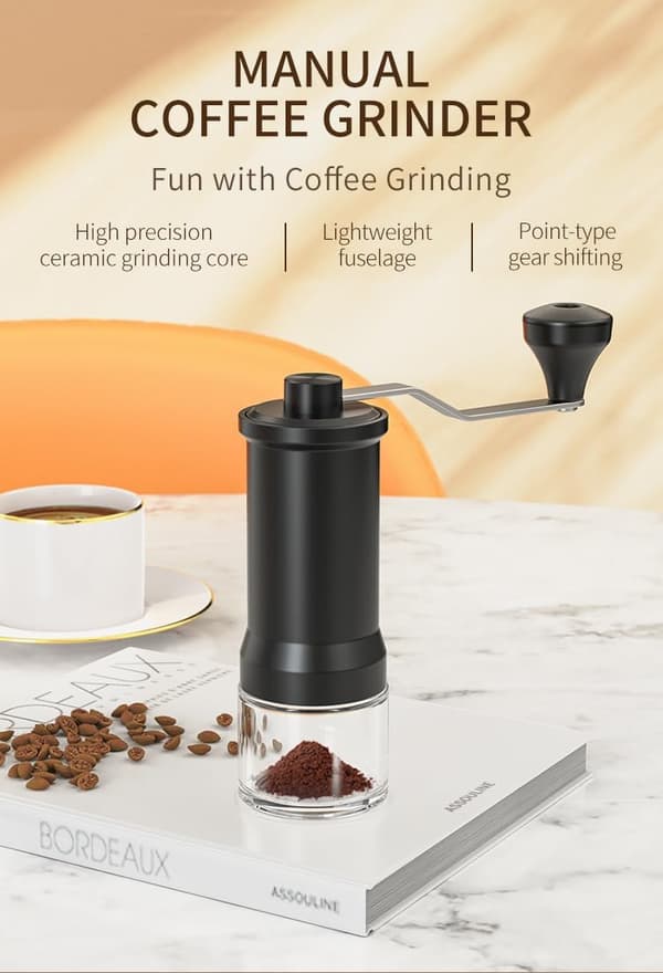® Manual Coffee Grinder, Manual Coffee Grinder with Modern High-Precision Ceramic Conical Burr, 30-Degree Adjustable Settings, for Aeropress, E