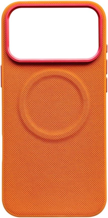 Magnetic Diamond Leather Case for iPhone 17 air - Wireless Charging Shockproof Hard Back Cover with Premium Texture (Orange) 17air