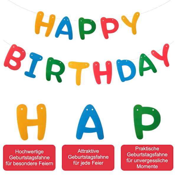Färgglad grattis på födelsedagen banderoll, födelsedagsdekoration, filt födelsedagsgirlang för hängande hängande dekoration, grattis på födelsedagen girlangbanderoll för vuxna,