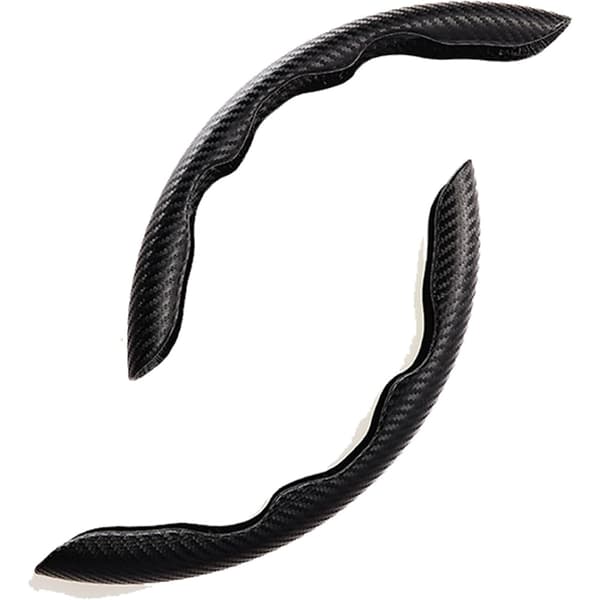 Rattöverdrag Kolfiber Bilrattöverdrag med Halkfri Foder Universell Passform för de flesta bilinteriörtillbehör Black