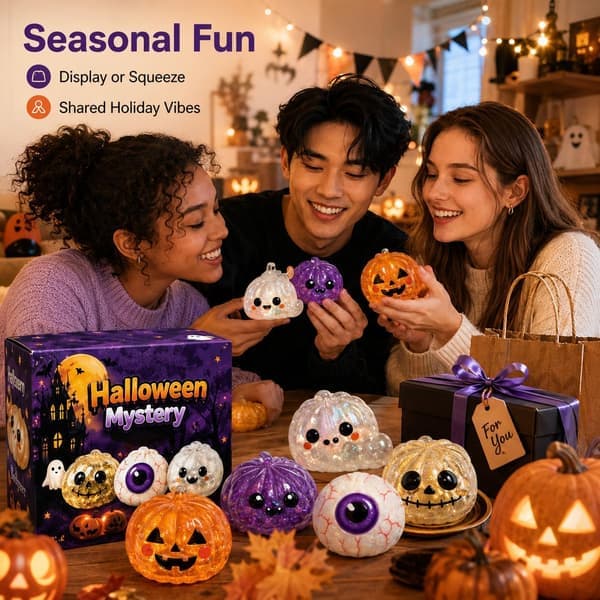 Halloween Pumpa Bulle Squishy Skrivbordsdekoration Mjuk Långsamt Stigande Klämfigurer 5-pack