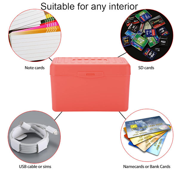 Stapelbar Flip Top 3 x 5 Index Card Box Holder, Card Capacity Box, Desktop förvaringslåda 14,5*8,5*9cm