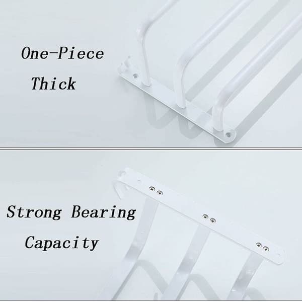 30 cm Single White Aluminum Towel Rack, Multi-layer Bathroom Towel Holder, No-Drill Towel Rail