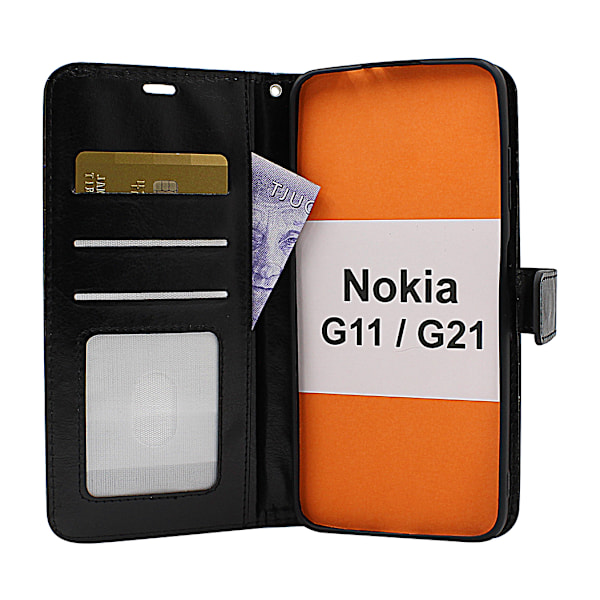 Crazy Horse Wallet Nokia G11 / G21 Svart Svart