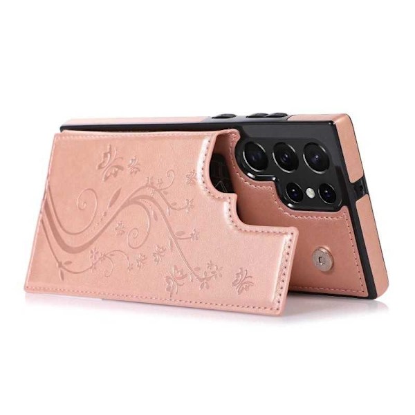 Samsung S22 Ultra Stöttåligt Skal Korthållare 3-FACK Flippr V2 Rosenguld Rosenguld
