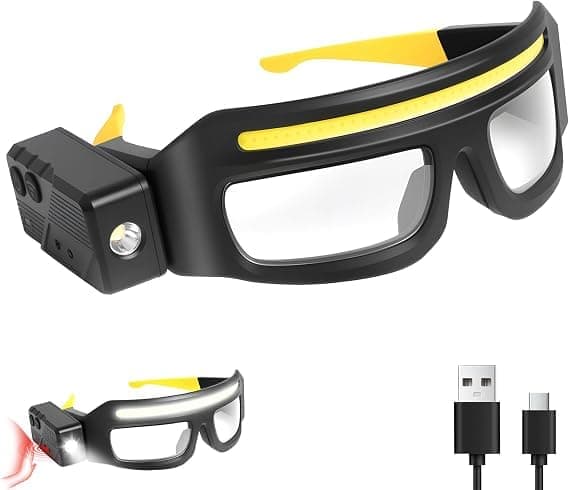 Rechargeable LED Headlamp Glasses — Motion Sensor & Touch Control, 5 Modes, USB-C, Illuminating Glasses