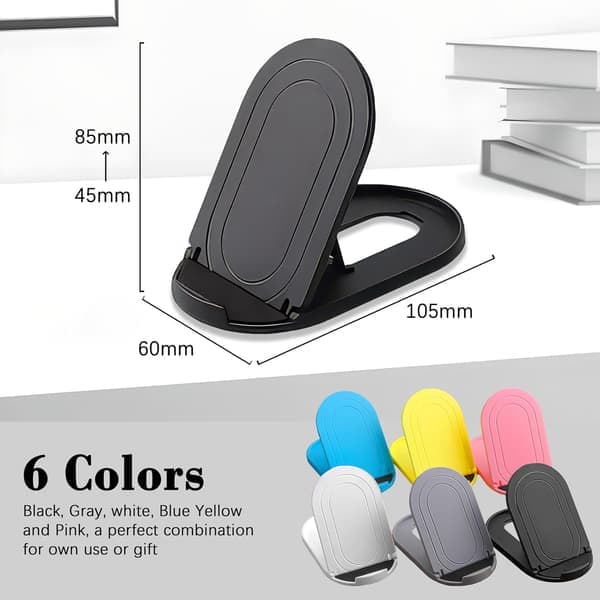 [1PCS] Foldable Cell Phone Stand Oval Shaped, Universal Multi-Angle Mobile Phone Holder, Portable Adjustable Desk Holder Grey