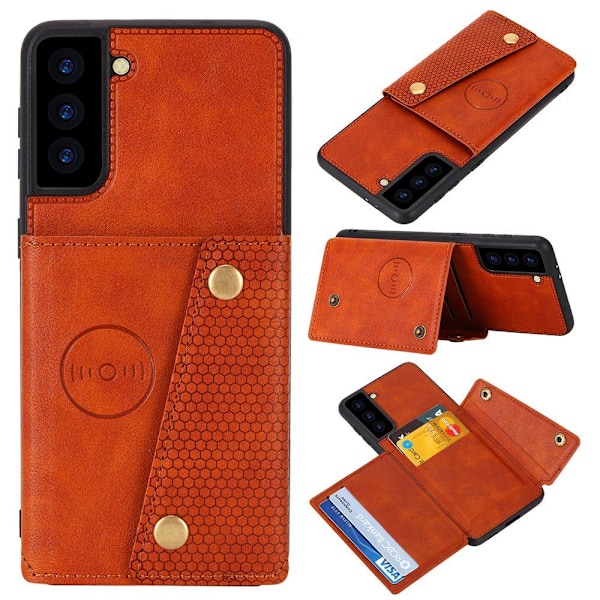 Samsung Galaxy S21 Plus - Professionellt Retro Skal med Korthållare Svart Svart