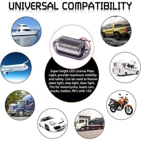 Universal 6-LED License Plate Light, Door Step Light for Trailer, RV, Truck, 2-Pack