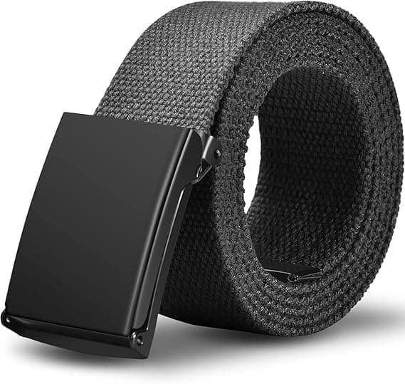 Herrebælter, arbejdsbælter til mænd, justerbart lærred/nylon golfbælte til mænd, der passer overalt, sort