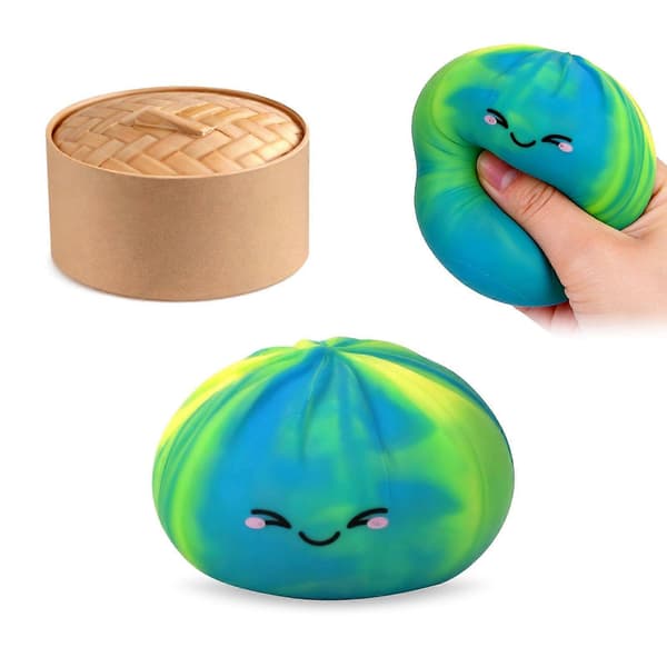 Rainbow Dumpling Squishies, 2026 Nye Dumplings Stressbolde Fidget Sensoriske Bolde, Dumpling Klemme Dejbold Stressaflastning til Voksne Yellow-green-blue