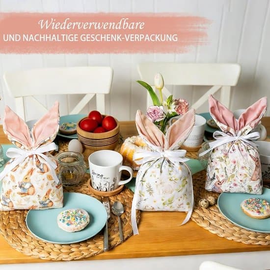 Gift Bags - Easter Candy - Easter Decoration - Easter Decorations - 23 cm x 15 cm - Velvet Easter Bunny Bag - Fillable - With Bunny Ears and Pattern
