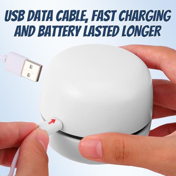 USB-opladelig mini-støvsuger til skrivebord, støv, krummer, computertastaturer og biler (Hvid)