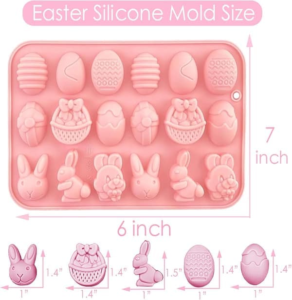 Easter Chocolate Molds Silicone Rabbit Egg Gummy Candy Molds Silicone Molds for Baking Resin Soap Wax Melts Ice Cubes Jelly