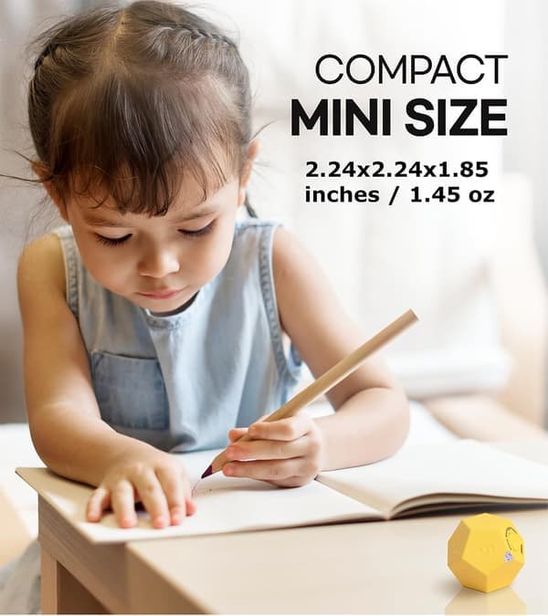 Rechargeable Mini Productivity Timer for Study, Office, Silent/Vibration, Time Management Tool for Kids & ADHD (Yellow)