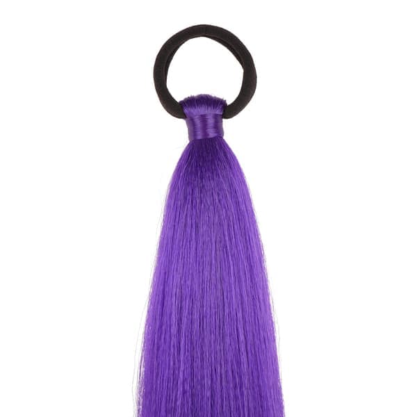 2-pakke lilla hestehaleforlengelse med elastisk knyting, rett, elegant omslagsflette, hestehale 26 tommer (lilla#)