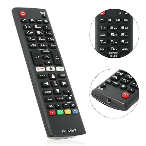 AKB75095308 TV-fjärrkontroll Ersättning för LG Smart TV Svart