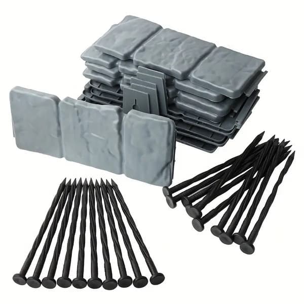 Flexible Plastic Garden Edging 5 m Height 10 cm Thickened Artificial Stone Outdoor Garden Edging Small Fence for Lawn and Driveway