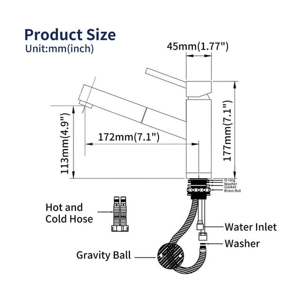 120° Swivel Kitchen Faucet with Pull-Out Spout, 2 Nozzles to Choose From.