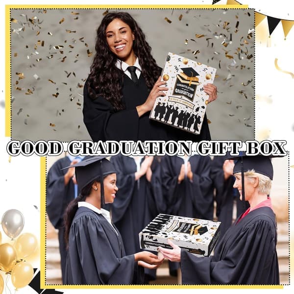 Countdown Calendar Gift Box for Graduation 12 Days 2026 Graduation Gift Box with Raffia Filling Large Inner Boxes Fill Yourself Empty Boxes