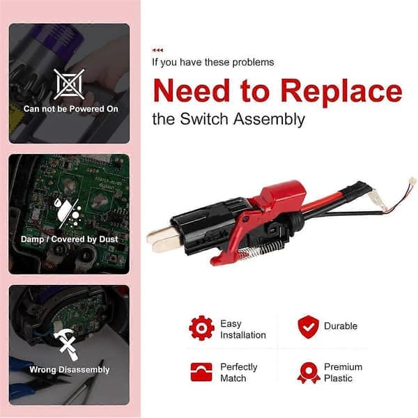 For V11 SV14 Vacuum Cleaner Strong Trigger Switch Assembly, Upgraded Power Button Replacement Parts (FMY) As Shown