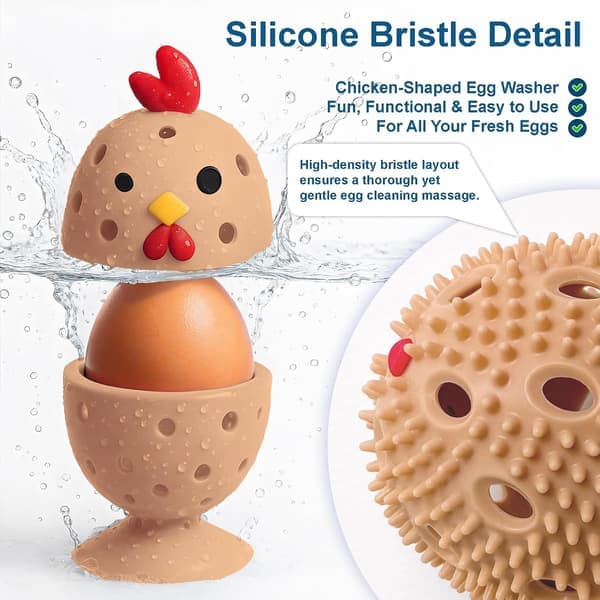 Fresh Egg Washer, Fresh Egg Brush, Reusable Silicone Chicken Shaped Scrubber, Egg Shell Cleaner for Poultry Farm