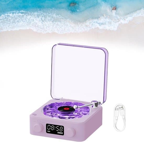 Record Player–Bluetooth Record Player–Vinyl Player – Record Player with Speakers – Bluetooth Speaker – Portable Vintage Vinyl Style Speaker with Sea