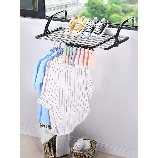Balkon/Radiator/Vægmonteret Tørrestativ, Sammenklappeligt Tørrestativ i Rustfrit Stål, ( 32*67cm)