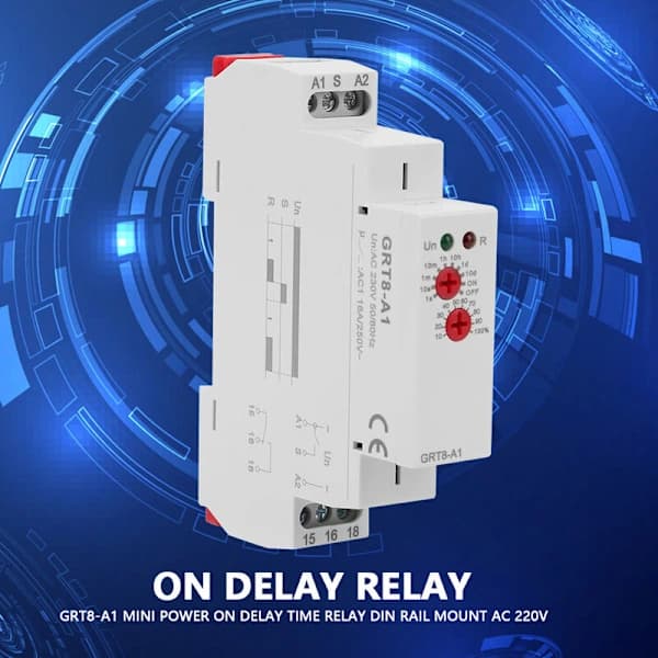 GRT8-A1 Mini Power On Delay Relä DIN-skena montering AC 220V,A