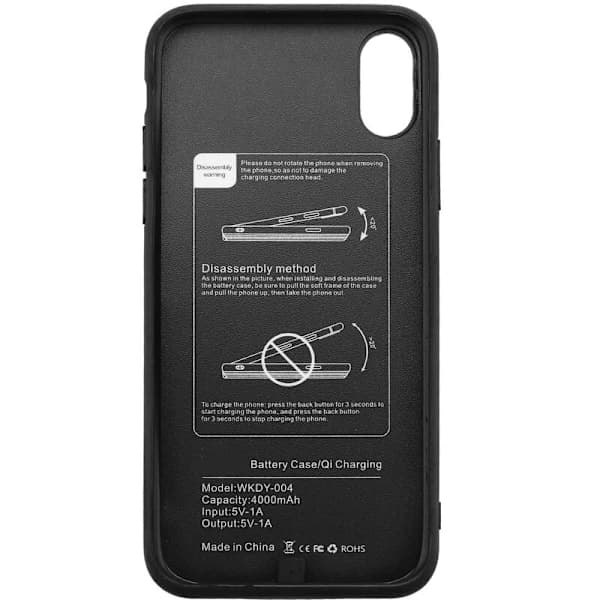 4000mAh Bærbar Batteriladerdeksel for iPhone X Batterideksel for iPhone X, A